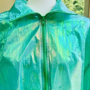 Vintage 80’s SASS Opalescent Iridescent Turquoise Green Jacket 💚💚💚 Size L 💚